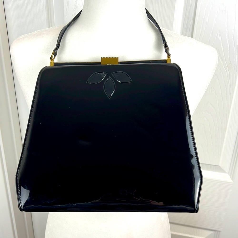1960 Vintage Pinup Rockabilly So Unmistakably Johansen Black Patent Purse